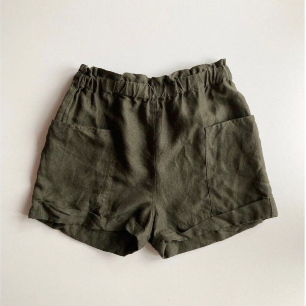 Aritzia Wilfred Free Jessica Olive Green Lyocell Linen High Rise Short, size S